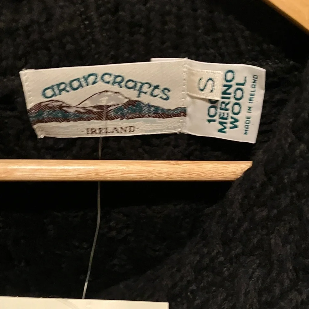 Aran Crafts Black Merino Wool Sweater - Picture 2 of 6